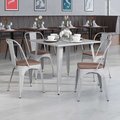 Flash Furniture Silver Metal Stackable Chair with Wood Seat 4-CH-31230-SIL-WD-GG